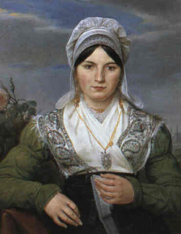 Portrait of a lady knitting lace